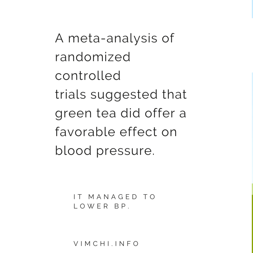 A meta-analysis of randomized controlled trials suggested that green tea did offer a favorable effect on blood pressure.