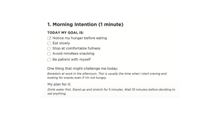 mindful eating journal screenshot