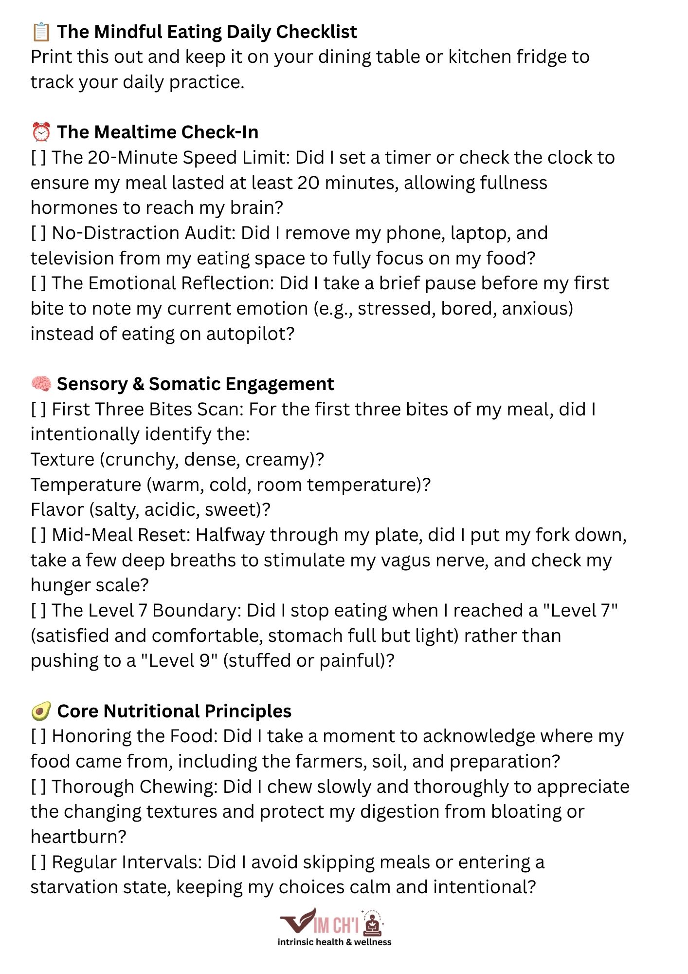 mindful eating checklist
